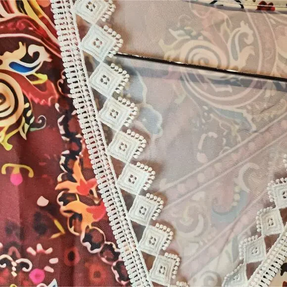 New Fall Colorful Dress Flowy Boho V-Neck Beach Dress Size L - Picture 8 of 9